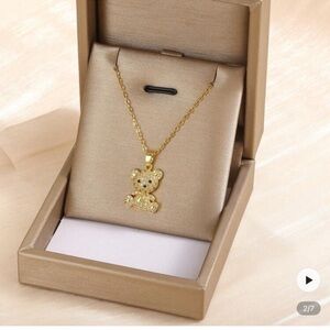 Gold Teddy Bear Pendant Necklace